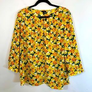 Talbots Floral Pullover Keyhole Neckline 3/4 Sleeves Women’s Size 16 Blouse Top